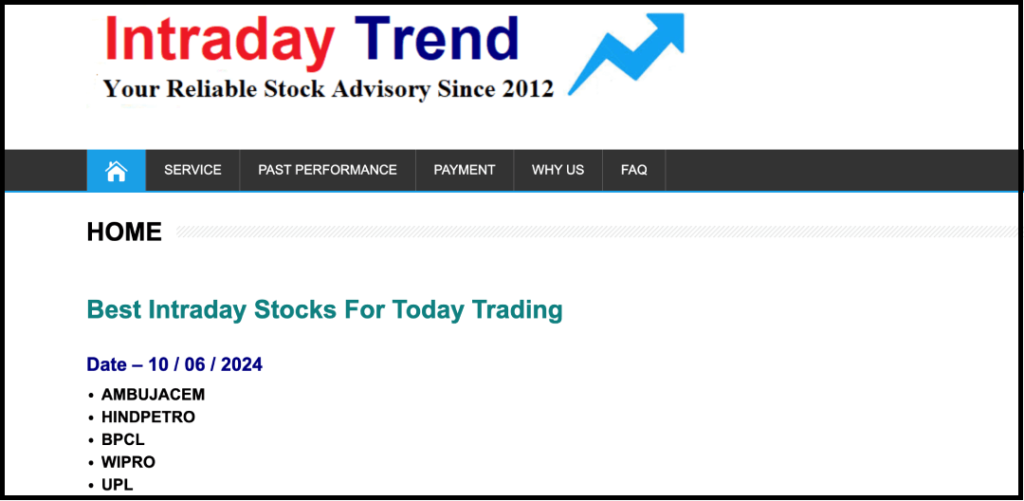 Intraday Trend: A reliable intraday stock advisory since 2012